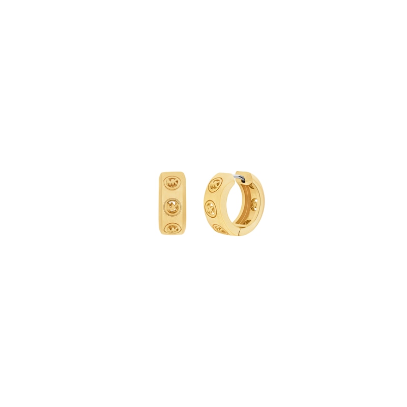 Main Image 1 of Michael Kors Women's Gold-Tone Logo Huggie Earrings