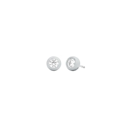 Michael Kors Women's Silver-Tone Bezel-Set Solitaire Stud Earrings