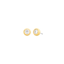 Michael Kors Women's Gold-Tone Bezel-Set Solitaire Stud Earrings