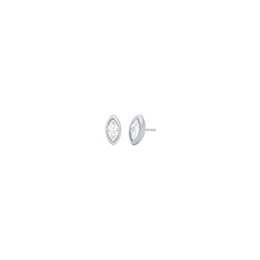 Michael Kors Women's Silver-Tone Bezel-Set Marquise Stud Earrings