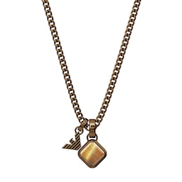 Emporio Armani Men's Tiger's Eye Pendant Necklace