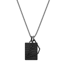 Emporio Armani Men's Black Stainless Steel Dog Tag Necklace