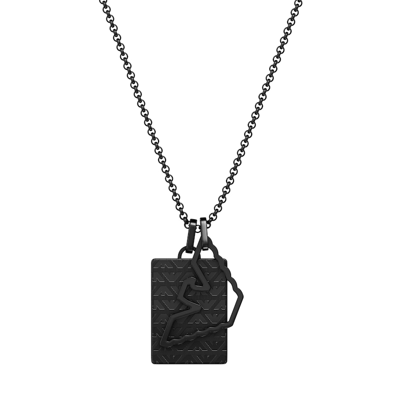 Main Image 1 of Emporio Armani Men's Black Stainless Steel Dog Tag Necklace