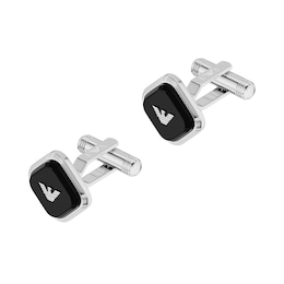 Emporio Armani Men's Stainless Steel Black Onyx Cufflinks