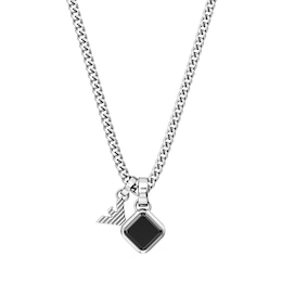 Emporio Armani Men's Stainless Steel Black Onyx Pendant Necklace