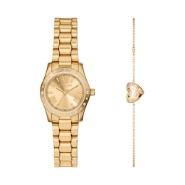 Michael Kors Women's Lexington Gold Tone Watch & Jewellery Set