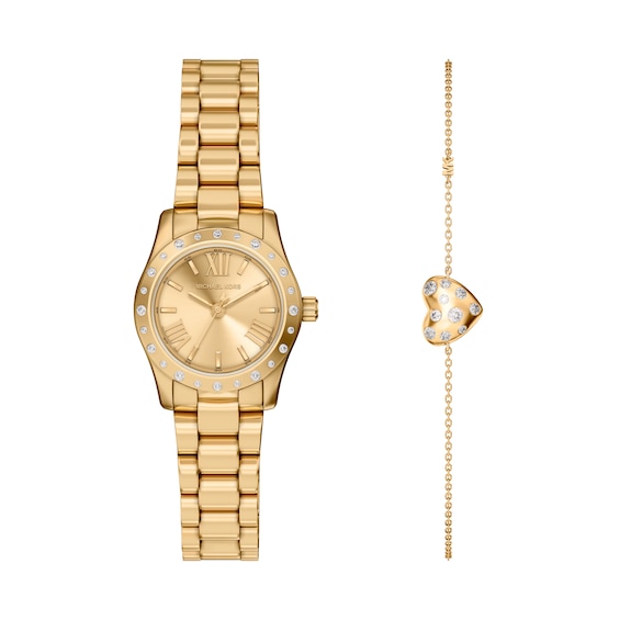 Women's Michael Kors Lexington Gold Tone Watch & Jewellery Set