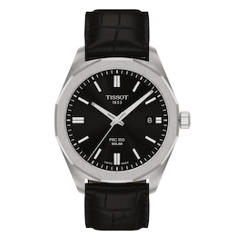 Tissot PRC 100 Solar 39mm Black Leather Strap Watch