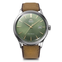 Orient Bambino Green Dial Brown Leather Strap Watch