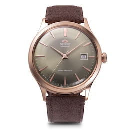 Orient Bambino Copper Dial Rose Tone Case & Brown Leather Strap Watch