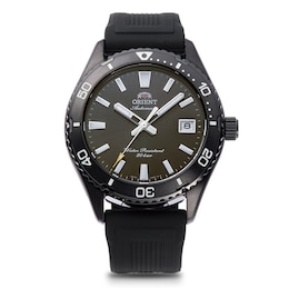 Orient Mako 40 Black Dial Black Silicon Strap Watch