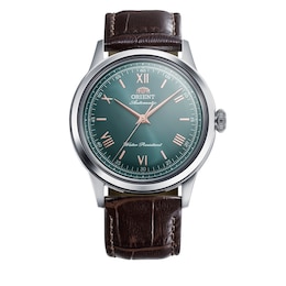 Orient Bambino Green Dial Brown Leather Strap Watch