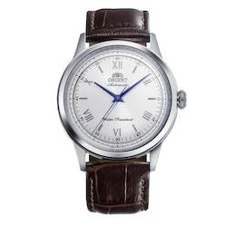 Orient Bambino White Dial Brown Leather Strap Watch