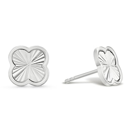 Sterling Silver Diamond Cut Clover Stud Earrings
