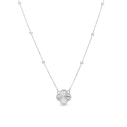 Sterling Silver Diamond Cut Clover Satellite Belcher Chain Necklace