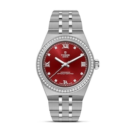 TUDOR Royal 30mm Diamond Set Burgundy Dial & Stainless Steel Watch