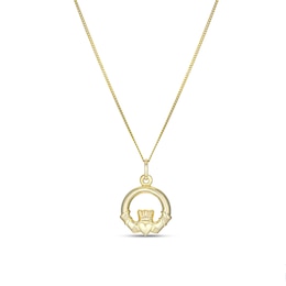 9ct Yellow Gold Claddagh Open Pendant
