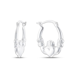 Sterling Silver Claddagh Creole Earrings