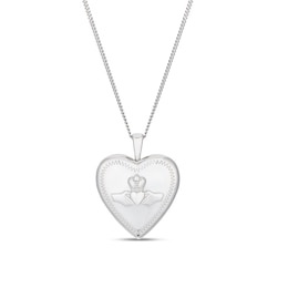 Sterling Silver 18" Claddagh Heart Shaped Claddagh Locket