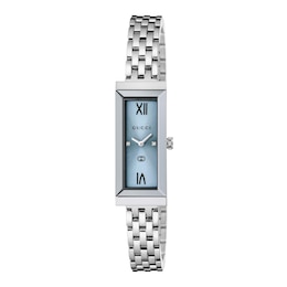 Gucci G‑Frame 14 x 34mm Light Blue Dial & Stainless Steel Watch