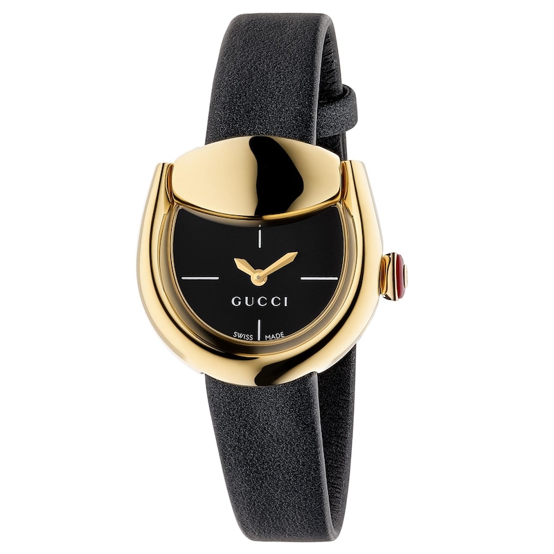 Main Image 1 of Gucci Horsebit Generation 27mm Black Leather Strap Watch