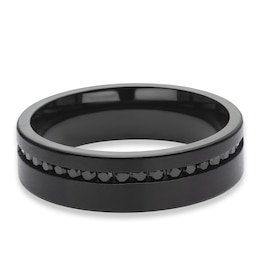 Men's Black IP Titanium 6mm Black Cubic Zirconia Ring