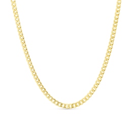 Men's 9ct Yellow Gold 20" Flat Diamond Cut Curb Chain Necklace