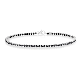 Men's Blackened Sterling Silver 8" Black Cubic Zirconia Tennis Bracelet
