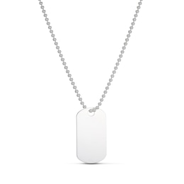 Men's Sterling Silver 20" Dog Tag Ball Chain Necklace