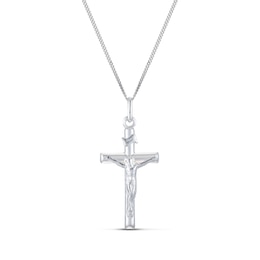 Men's Sterling Silver 20" Crucifix Pendant & Curb Chain