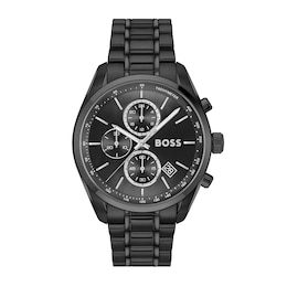 BOSS Grand Prix Men's 44mm Black IP Bracelet Watch