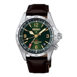 Seiko Prospex Alpinist Mechanical GMT 39.5mm Dial & Dark Brown Leather Strap Watch