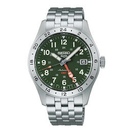Seiko 5 Sports Field GMT Khaki Dial Automatic Stainless Bracelet Watch