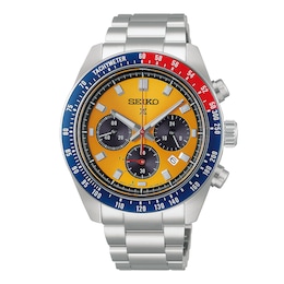 Seiko Prospex Speedtimer Solar Chronograph 41.4mm Yellow Dial Stainless Steel Bracelet Watch