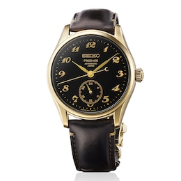 Seiko Presage Automatic 39.6mm Black Dial Black Leather Strap Watch