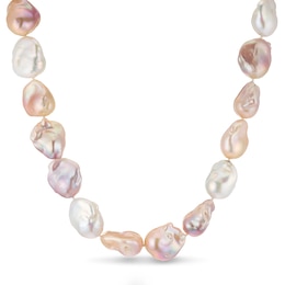 Sterling Silver Cultured Freshwater Pearl Statement Baroque Necklace