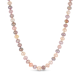 Sterling Silver 8-9mm Mix Colour Cultured Freshwater Pearl Necklace