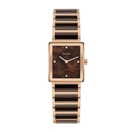 Rado Integral Diamond 23mm Brown Mother Of Pearl & Rose Gold‑Coloured PVD Brown Ceramic Watch