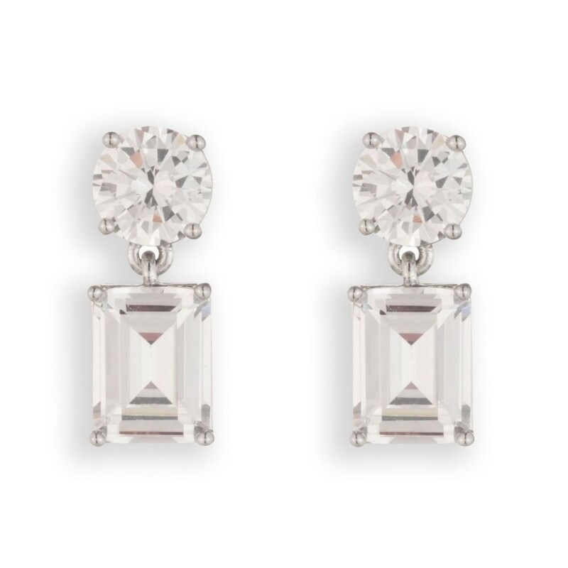 Main Image 1 of Lauren Ralph Lauren Silver-Tone & Crystal Post Drop Earrings