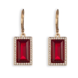 Lauren Ralph Lauren Gold-Tone & Siam Red Pavé Baguette Drop Earrings