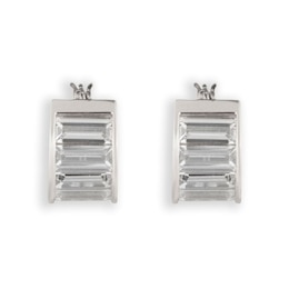 Lauren Ralph Lauren Silver-Tone & Crystal Baguette Hoop Earrings