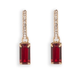 Lauren Ralph Lauren Gold-Tone & Siam Red Huggie Hoop Earrings