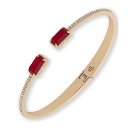 Lauren Ralph Lauren Gold-Tone & Siam Red Baguette Cuff Bangle
