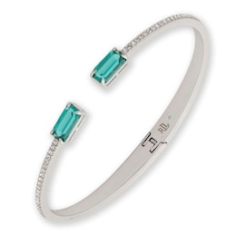 Lauren Ralph Lauren Silver-Tone & Emerald Green Baguette Cuff Bangle