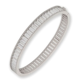 Lauren Ralph Lauren Silver-Tone & Crystal Baguette Hinge Bangle