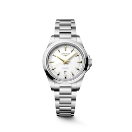 Longines Conquest 30mm White Sandblasted Dial & Stainless Steel Watch