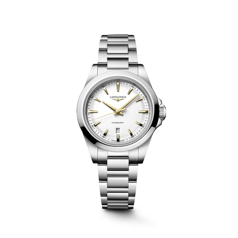 Main Image 1 of Longines Conquest 30mm White Sandblasted Dial & Stainless Steel Watch