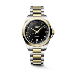 Longines Conquest 38mm Black Dial & Two Tone Bracelet Watch