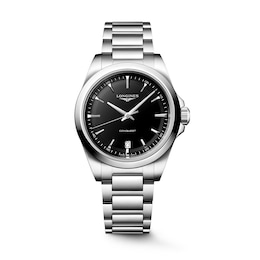 Longines Conquest 38mm Black Sandblasted Dial & Stainless Steel Watch