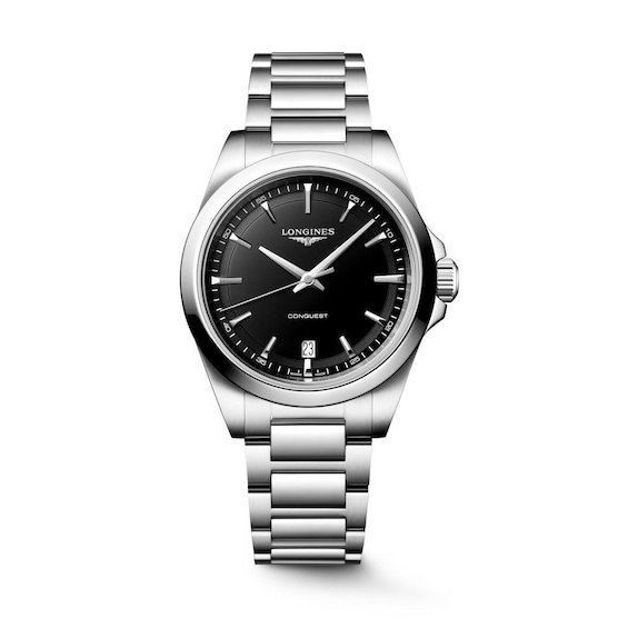 Longines Conquest 38mm Black Sandblasted Dial & Stainless Steel Watch